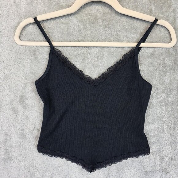 Hollister Cami Tank Top Womens Small Black Must-Have Collection Lace V-Neck - Picture 1 of 9